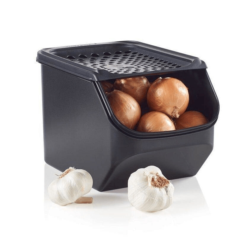smart-behälter für zwiebeln und knoblauch tiefschwarz