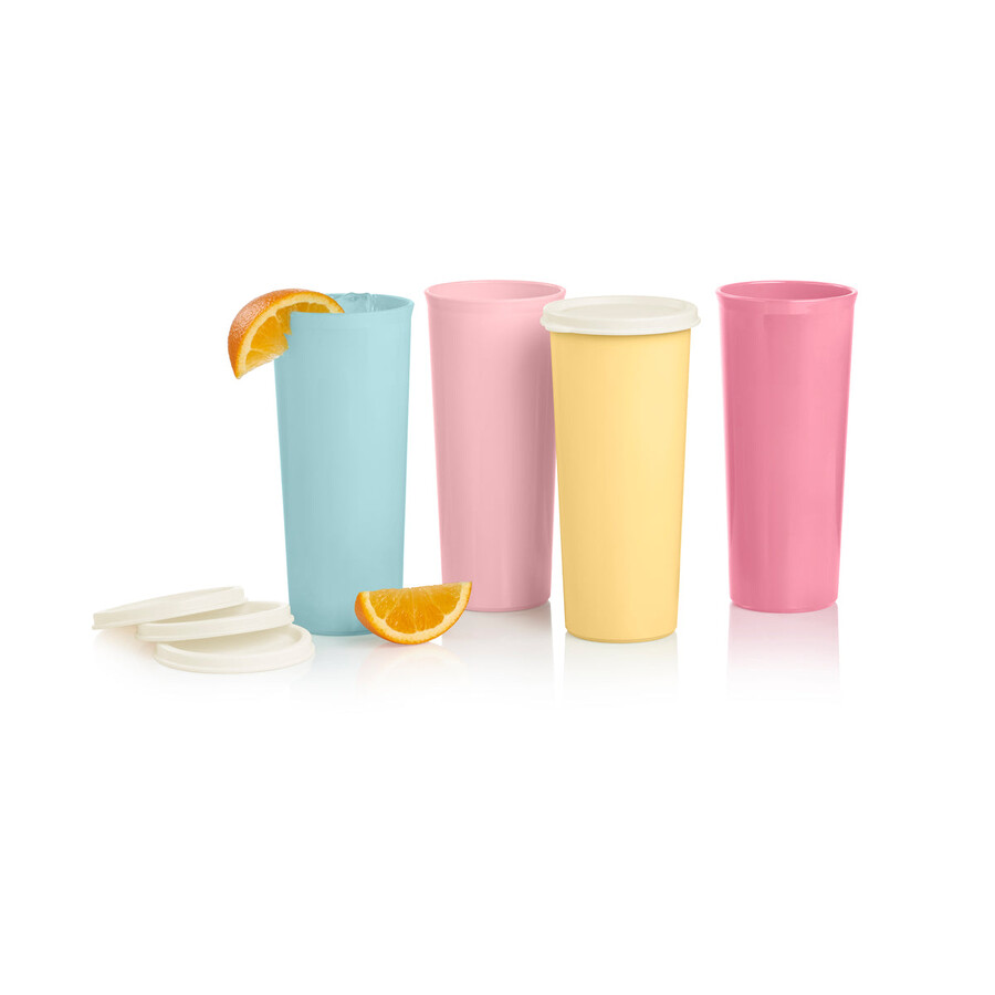 vintage-trinkbecher 470 ml gelb blau rosa